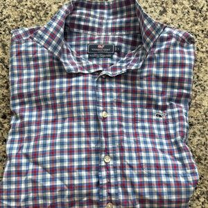 Vineyard Vines Classic Fit Tucker Shirt - Long Sleeve (L), Red White and Blue